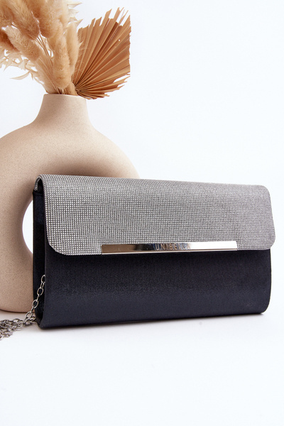 Schwarze Clutch-Tasche mit Kette Onelia