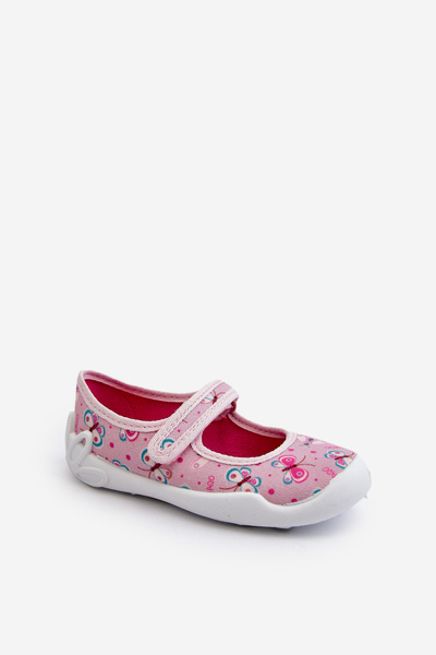 Kinderhausschuhe Ballerinas Schmetterlinge Befado 114X523 Rosa