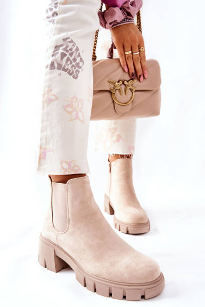 Warm-up-Stiefel mit Absatz Beige Madge