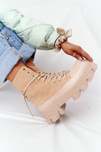Women's Suede Boots Lewski Shoes 3007-0 Sand
