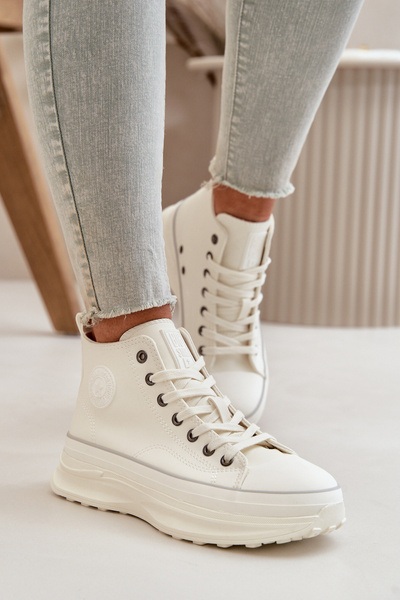 Adidași Femei Pe Platformă Din Piele Eco Big Star OO274064 Albi