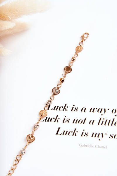 Women's Adjustable Bracelet With Cubic Zirconia Heart Gold