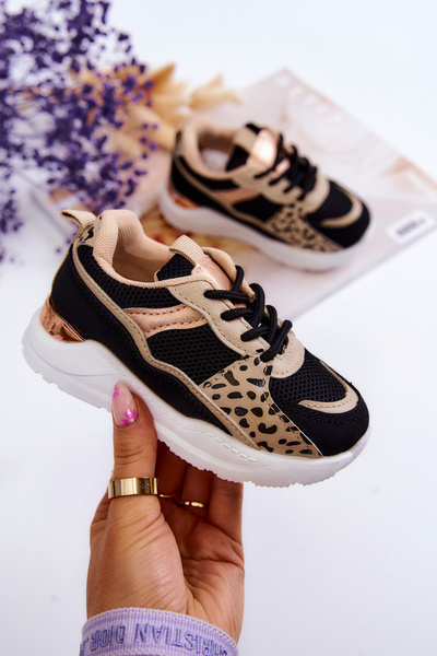 Chaussures de Sport Enfant Baskets Noir et Beige Kizzie