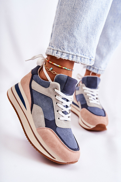 Women's Suede Sports Shoes Blue-grey Elisse