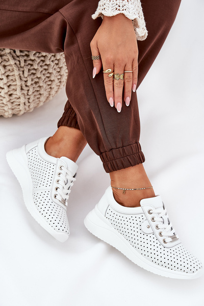 Baskets en Cuir pour Femme Vinceza 79532 Blanches