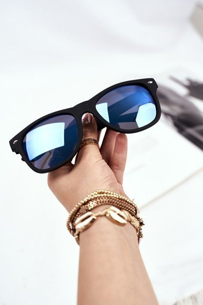 Ochelari de soare Mat negru oglindă albastră unisex