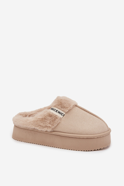 Damenslipper mit Fell hellbeige Parisse
