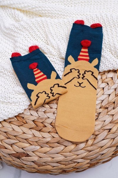 Chaussettes de Noël pour femmes avec oreilles et ours en peluche