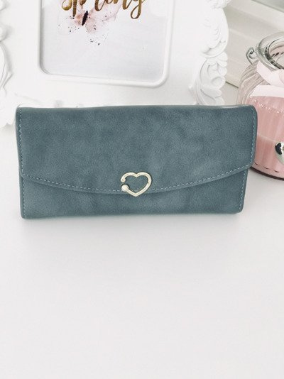Large Ladies Blue Wallet with Heart