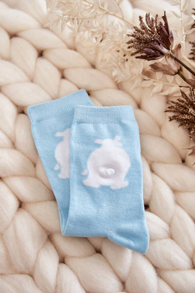 Chaussettes Jeunes Coton Ours Blanc Menthe