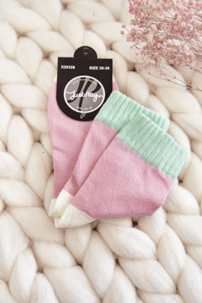 Chaussettes Femme Unies En Coton Rose