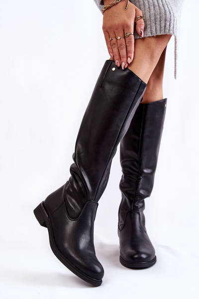 Bottines Plates En Cuir Pour Femme Noir Asturio