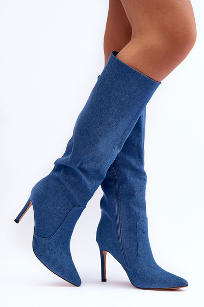 Jeansstiefel Auf Der Spitze Blaue Melisandra