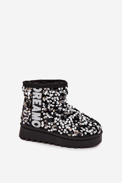 Bottes d'hiver pour enfants isolées avec sequins Noir-argenté ERebbica