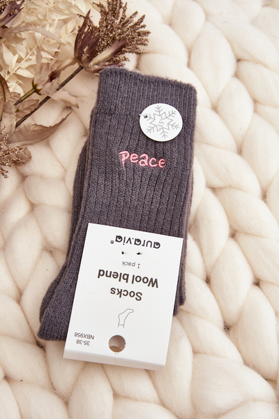 Damen Warme Socken mit grauem Druck