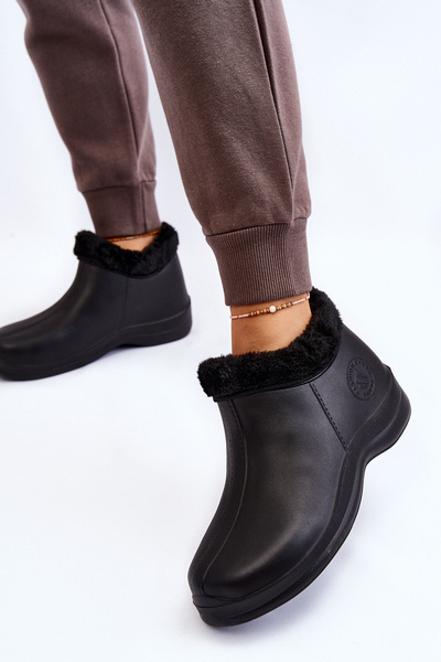 Warme Regenstiefel zum Hineinschlüpfen für Damen Schwarz Isera
