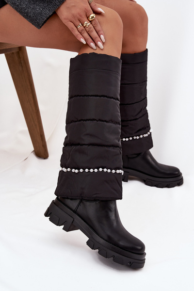 Bottes d'hiver pour femmes isolées avec perles Noires Irvette