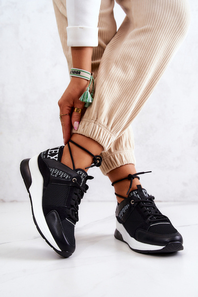 Chaussures de sport baskets compensées noires Lorey