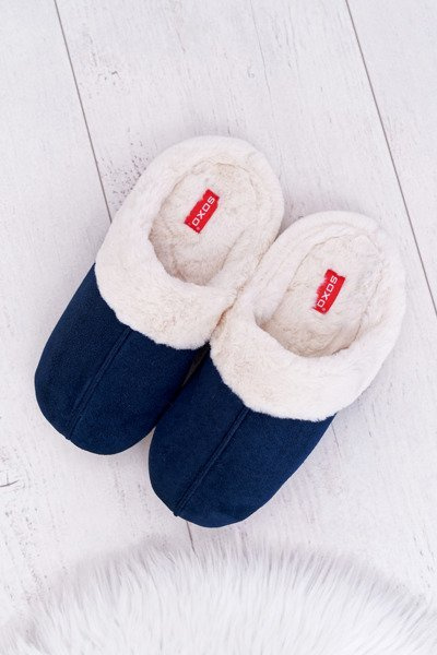 Férfi SOXO papucsok gyapjúval, sötétkék 70103