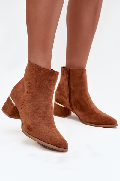 Bottines à talon pour femmes avec élément en or doublure Camel Nolessa