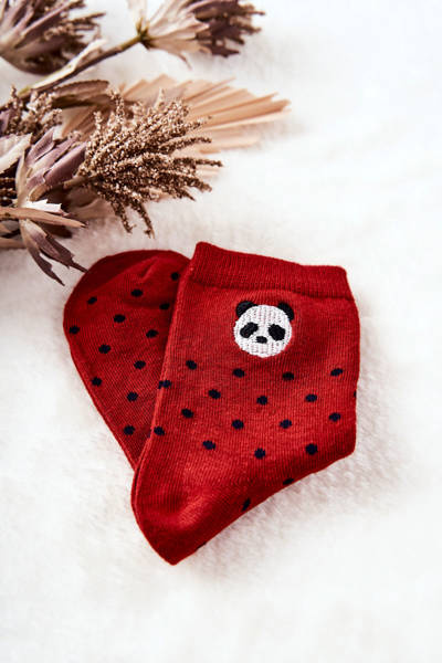 Gepunktete Panda-Socken für Kinder Rot