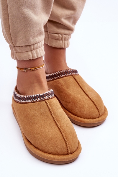 Chaussons Pour Femmes En Daim Avec Fausse Fourrure Marron Polinna