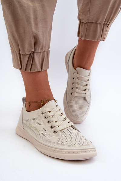 Sneakers de piele pentru femei bej Cloesa