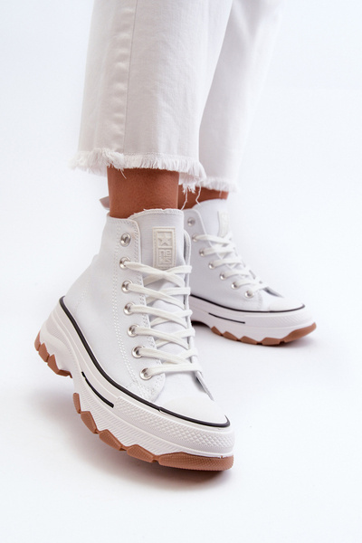 Weiße Plateau-High-Top-Damensneaker Valvia