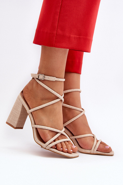 Beige Riemchen Keilsandalen Herfiana