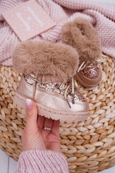 Bottes Chauffantes Enfant Bottes De Neige Avec Fourrure Or Nicola