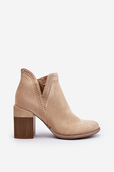 Bottines à talon épais avec découpe beige clair Jolnima