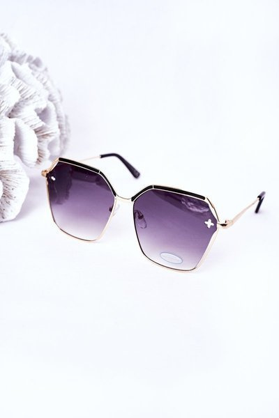 Geometrische Sonnenbrille Gold Schwarz Ombre