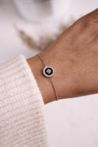 Bracelet avec trèfle et zircon cubique en or rose chance