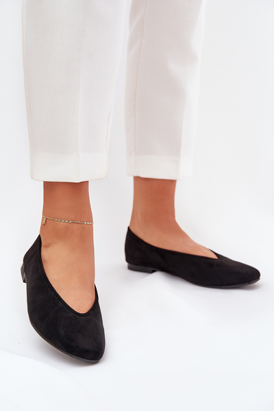 Ballerines Classiques En Suède Écologique Noires Osallin