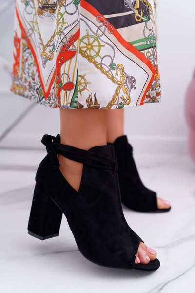 Sandales à talons aiguilles noires, bottes à bout ouvert, gris