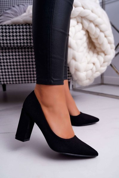 Damen Stiletto Pumps Wildleder Schwarz Florena