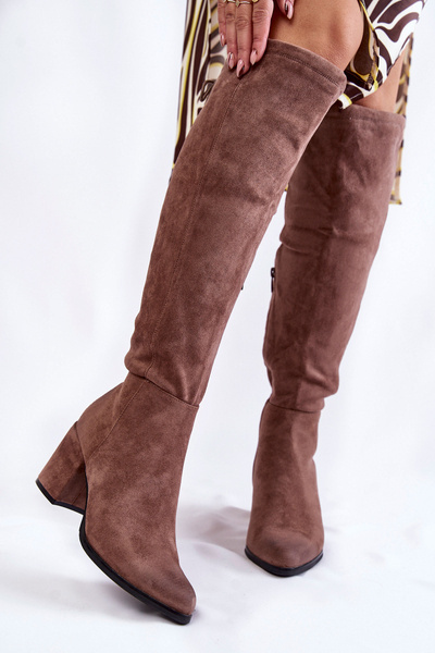 Suede pentru femei peste genunchi la.fi 270056ta-su Brown Bright