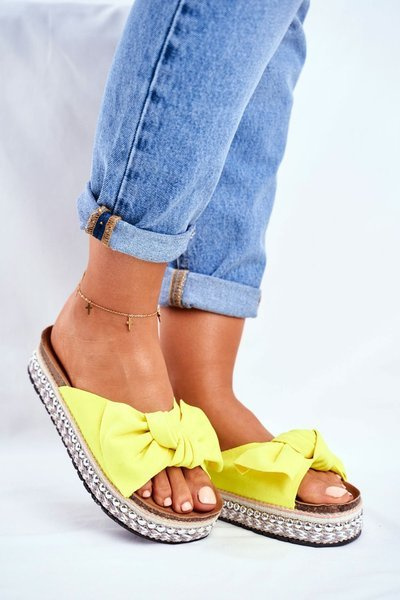 Damen High Flip Flops Gelb Neon Mortigo