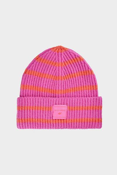 Mädchen Wintermütze mit Streifen Fuchsia 4F 4FJWAW24ACAPF417-55S