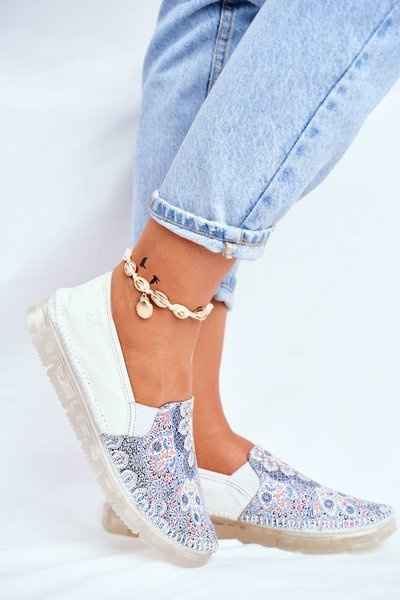 Chaussures à enfiler en cuir Maciejka pour femmes Blanc 03512-46