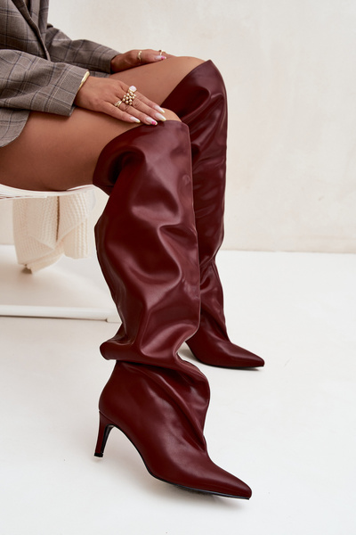 Bottes pour femmes à talon sans fermeture Bordeaux Mavilla