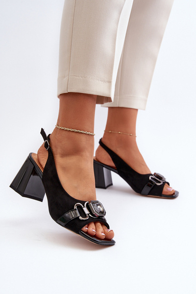 Damen Sandalen mit Absatz und Verzierung Schwarz D&A MR38-659