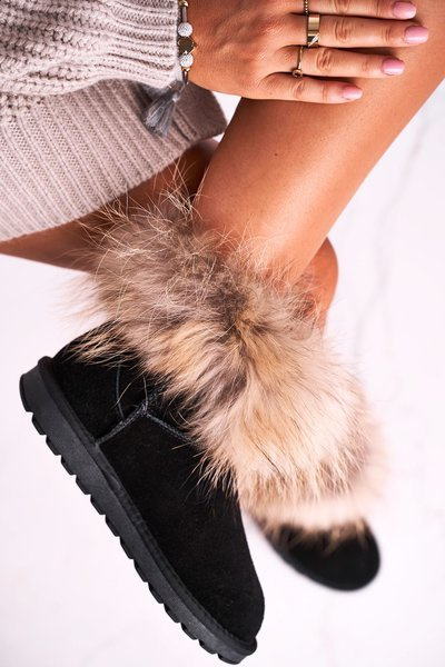Damen-Kunstleder-Schneestiefel Schwarz Alexa