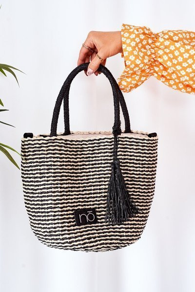 Geantă de mână împletită Nobo XK0380 Black-Beige