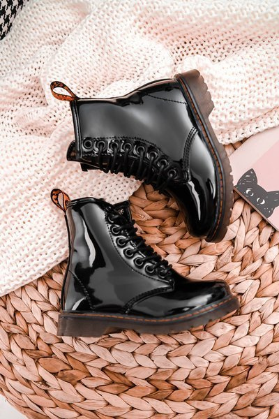 Bottes Chauffantes Enfant avec Fermeture Éclair Laquées Noir Goopy