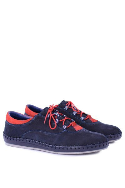 Demi-chaussures décontractées en cuir pour hommes, bleu marine, Bill