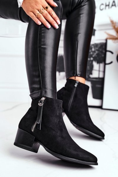 Boots femme à talon haut chaud noir Discrètement