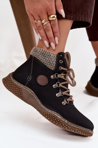 Šiltos auliniai batai trapper moterims juodi Zenaya