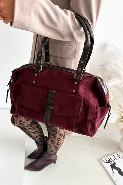 Sac En Cuir Véritable En Suède Burgundy Gressa