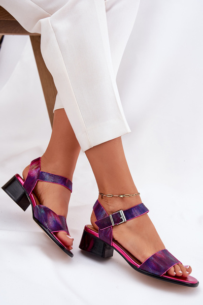 Damen Leder Sandalen mit Absatz Maciejka 06551-15 Fuchsia